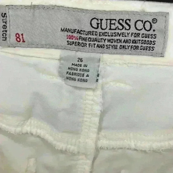 Vintage Guess Co. White Stretch Flare Pants‎ Size 26  Y2K Double Button - Picture 4 of 5